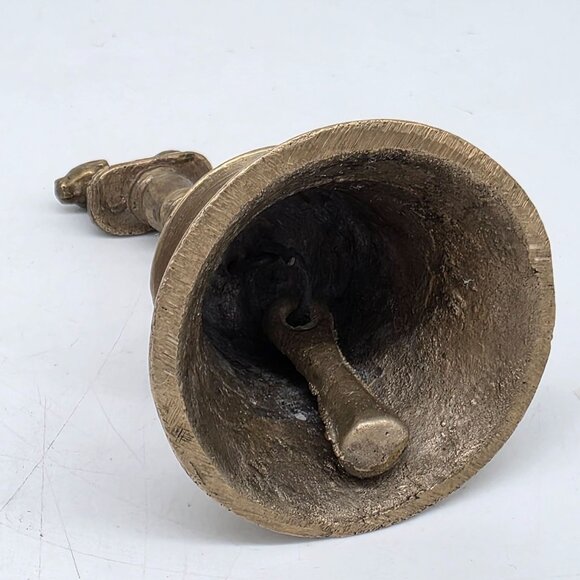 Vintage Brass Bell With Ram Figurine Handle With High Frequency Tone - Picture 6 of 9